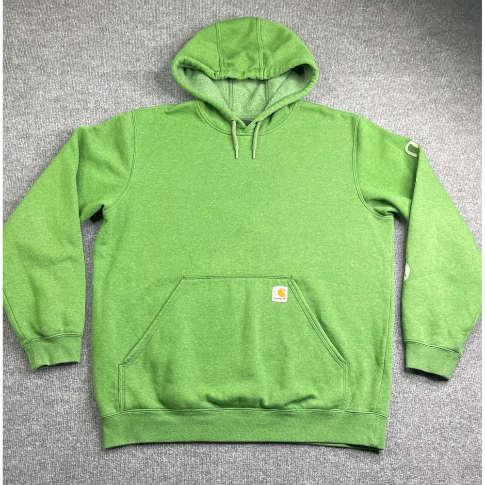 Carhartt Hoodie Mens L Green Loose Fit Midweight Sleeve Logo K288 TS0288-M
